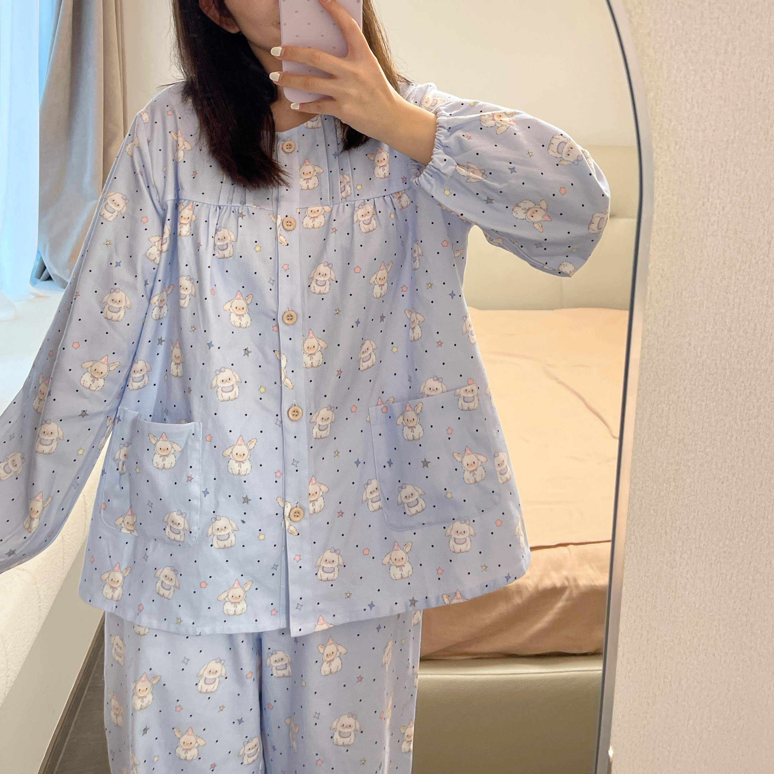 禾昊睡衣【磨毛圆领套装】秋冬新款磨毛纯棉亲肤睡衣家居服可外穿