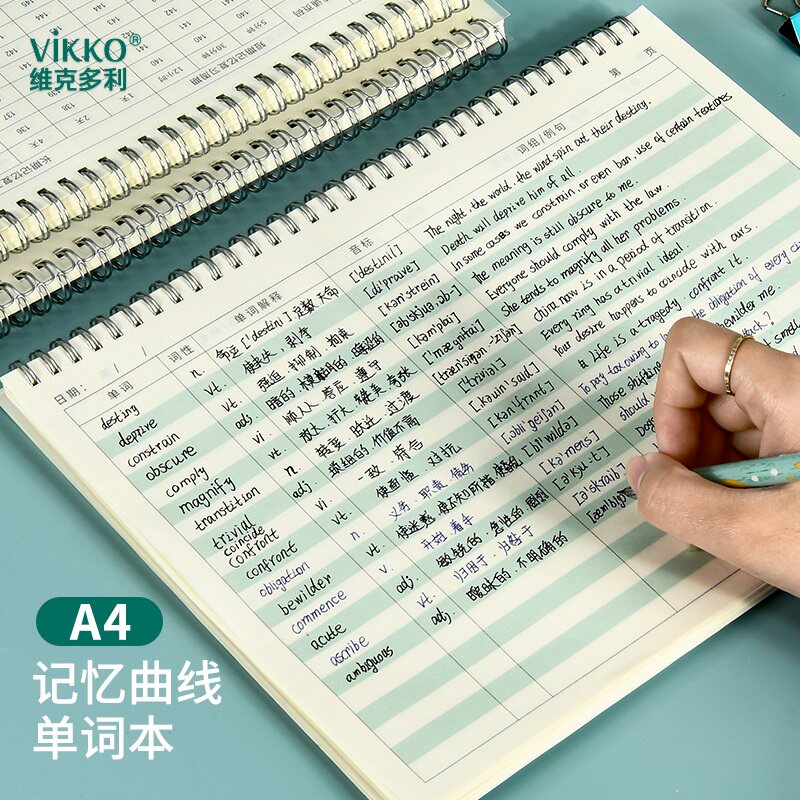 维克多利艾宾浩斯记忆曲线单词本a4背英语单词记忆本遗忘曲线复习
