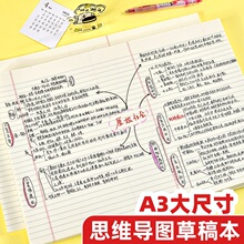 维克多利a3思维导图草稿纸横线信纸本可撕横版学习纸a4高颜值背单词纸写字纸活页工作笔记纸美式双面加厚