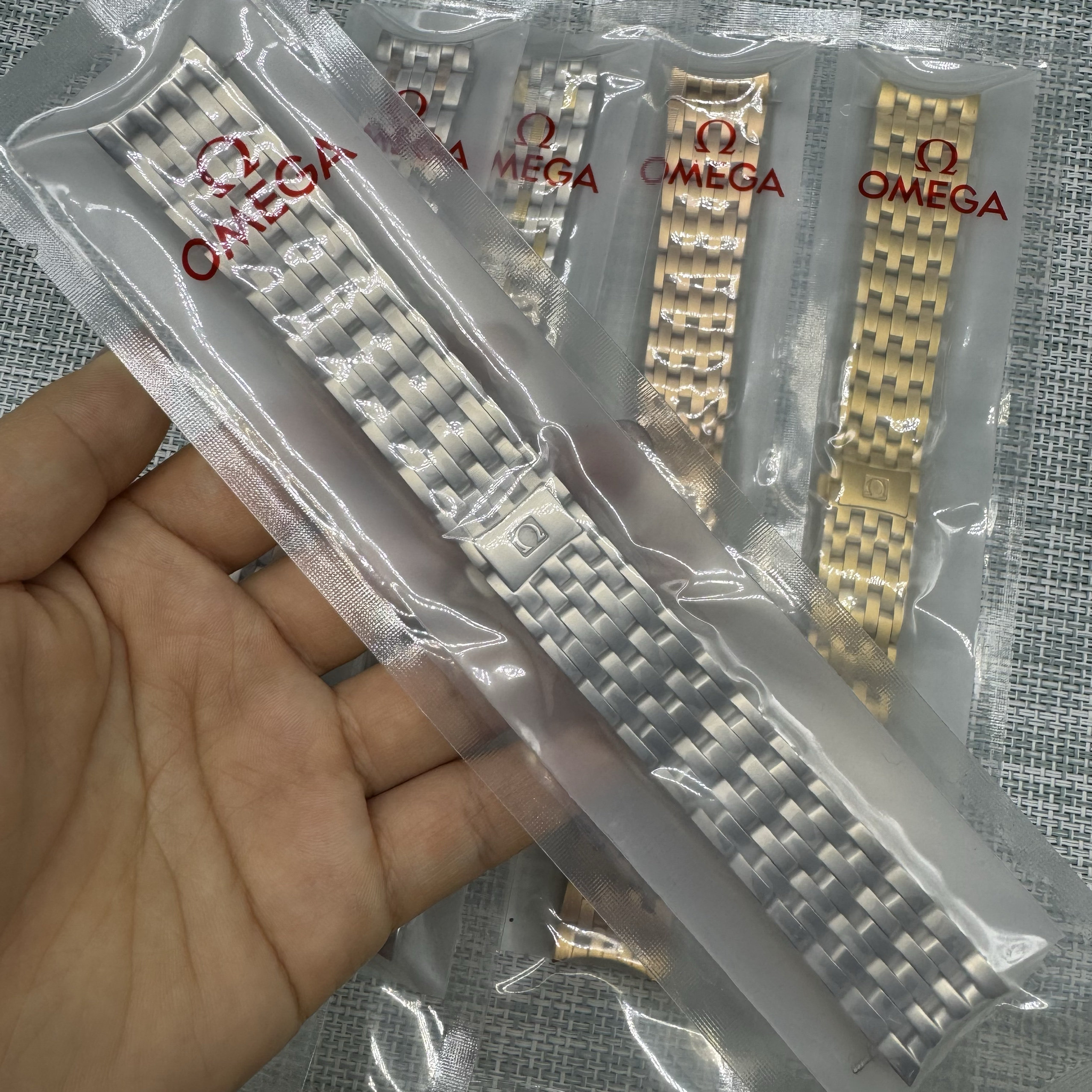 蝶飞系列钢带424表带实心精钢折叠扣手表链配件