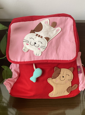 29（全新）猫咪可爱大红色卡通幼儿儿童双肩背包
