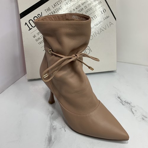 D:FUSE/迪芙斯品牌断码撤柜真皮高跟尖头时尚蝴蝶结短靴细跟裸靴