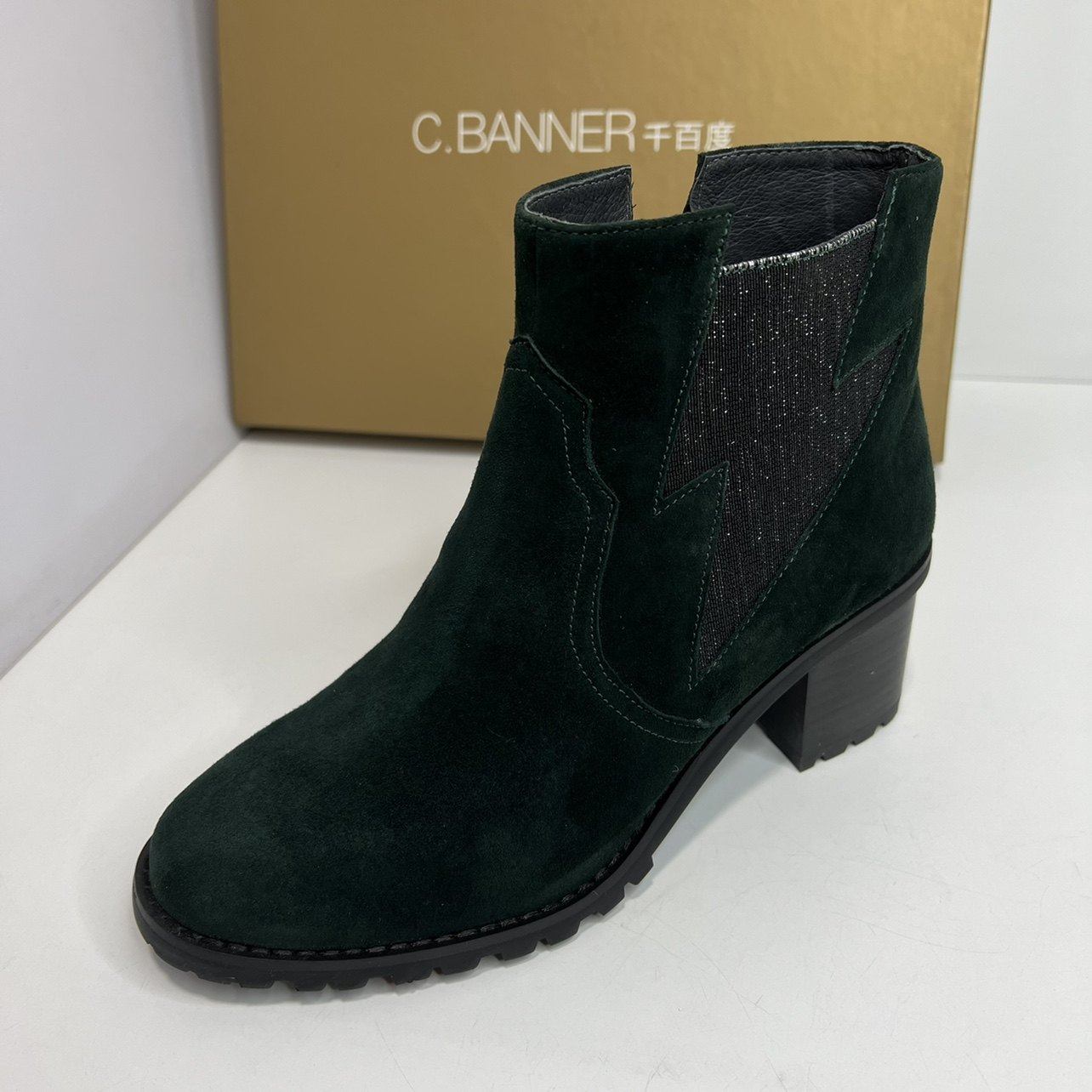 商场品牌断码撤柜真皮女靴秋冬圆头粗跟短靴侧拉链时装靴单靴子