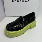 Biansix便鞋 撤柜真皮女春秋休闲一脚蹬圆头厚底乐福鞋 式 品牌断码