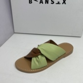 一字拖鞋 Biansix 交叉带简约平底拖 品牌断码 撤柜真皮女夏季 便鞋 式