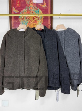 菲玛掂251308正品2025秋冬款时尚韩版宽松羊毛蝙蝠袖连帽女外套