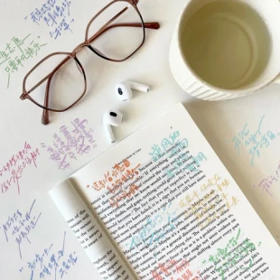 贴纸DIY手机贴纸防水歌词装 饰手账本子行李箱透明PET双透张彩色50