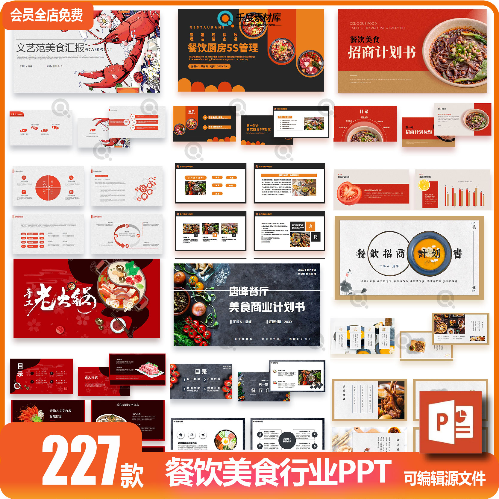 PPT模板美食中餐馆西餐厅餐饮料理甜点火锅水果食物加盟宣传素材