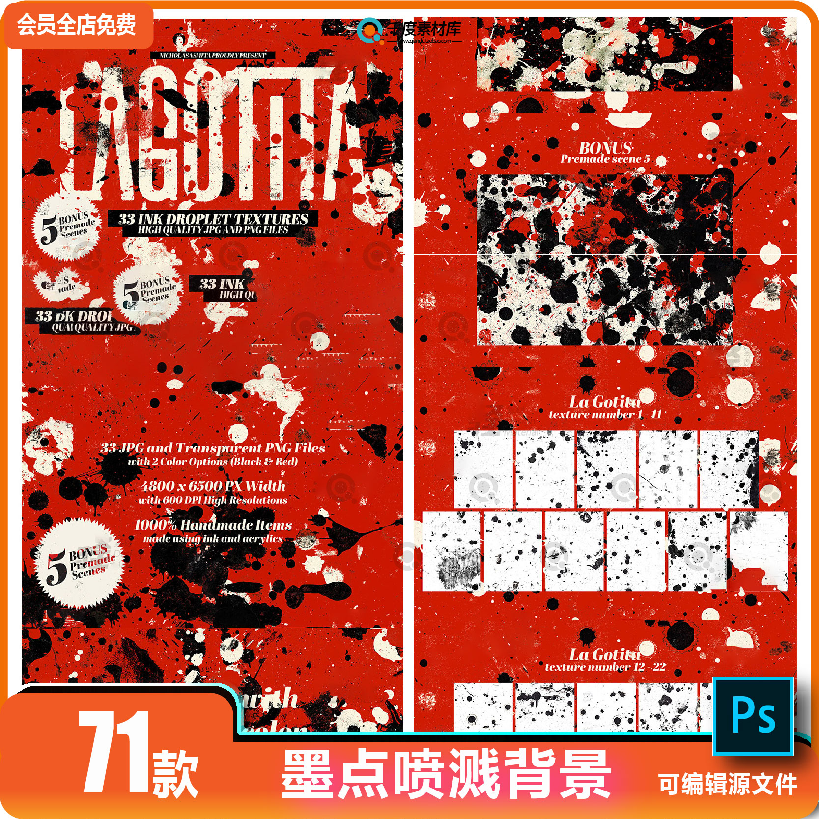 艺术做旧涂鸦飞溅墨水污渍墨点喷墨真实纹理背景高清PNG设计素材