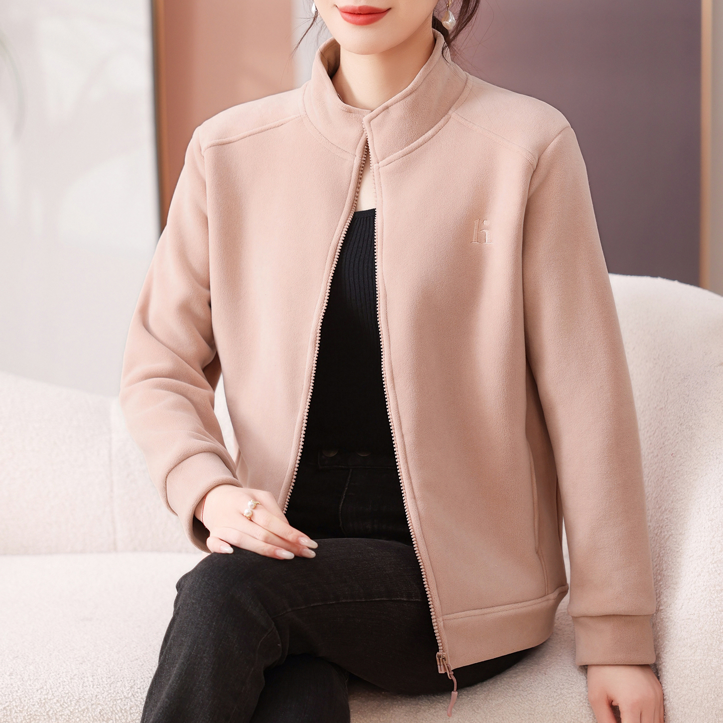 摇粒绒外套女2025年秋冬加厚保暖