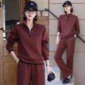 百搭套头长袖 半开衫 新款 女2025春秋季 卫衣两件套 气质休闲运动套装