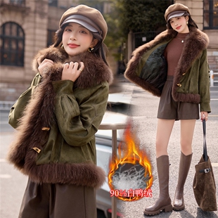 轻奢高端超好看大狐狸毛皮草羽绒服女2025冬新款时尚90白鸭绒外套