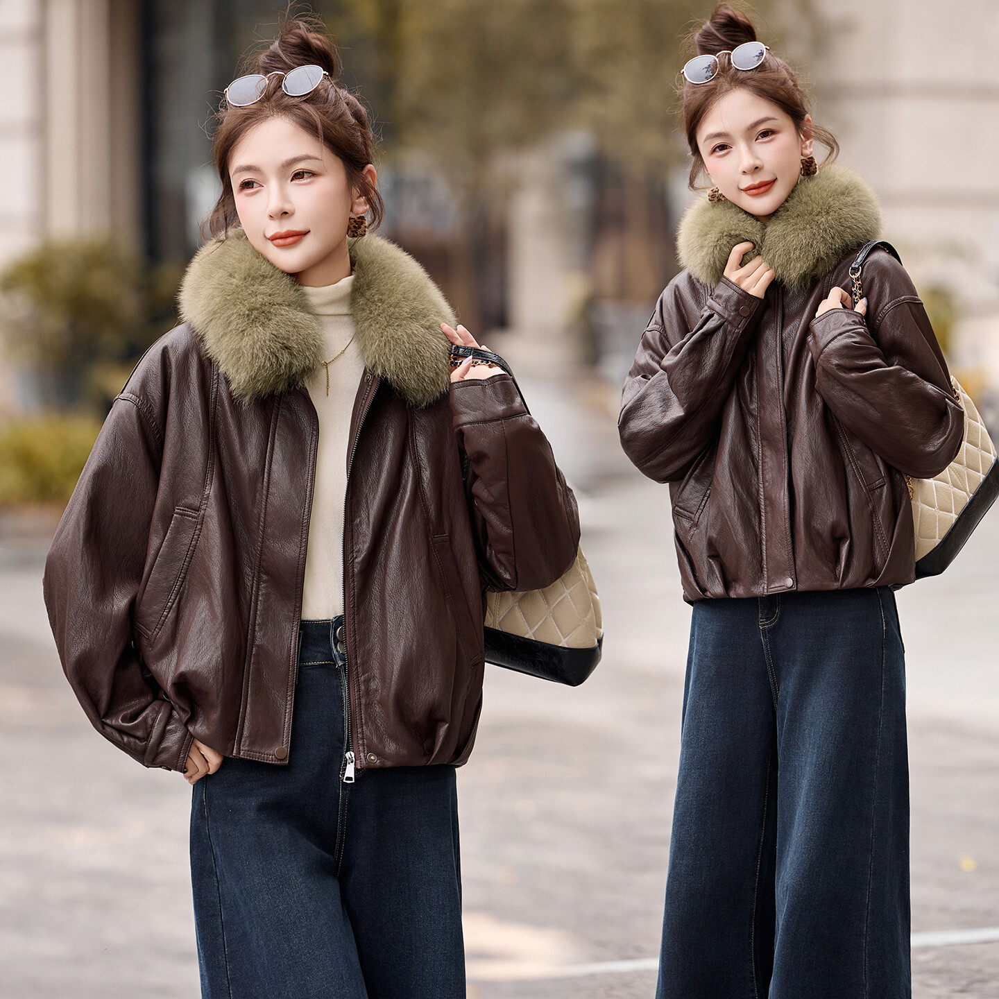 加绒加厚皮衣外套女冬季新款小个子洋气短款皮棉衣夹克潮