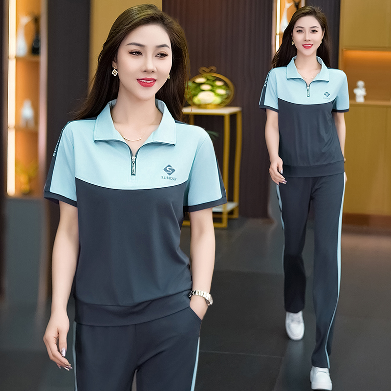 运动套装女夏运动装休闲服2025年新款韩版显瘦短袖时尚透气两件套