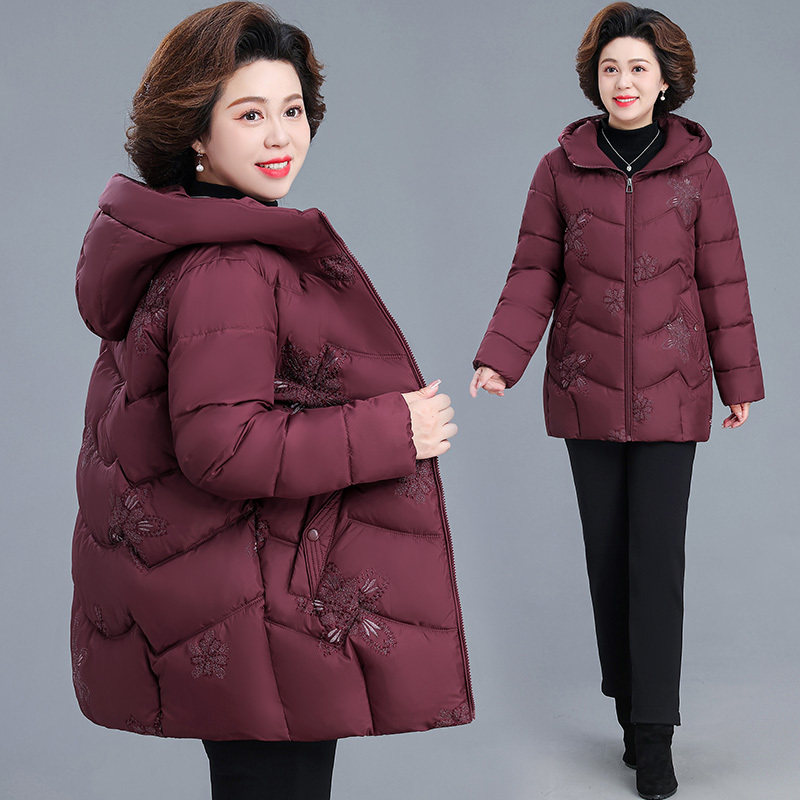 50多岁妈妈冬装棉服中长款2025新款洋气中老年女秋冬季保暖外套