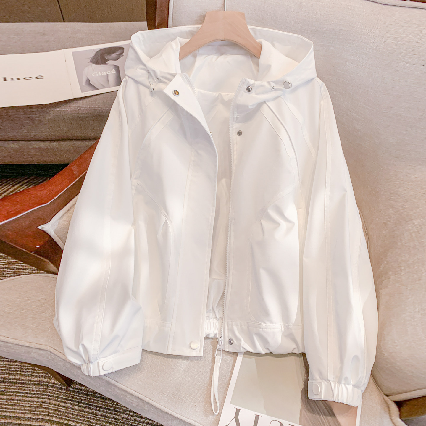 韩版连帽外套女2026春秋季新款宽松休闲夹克小个子显瘦运动上衣