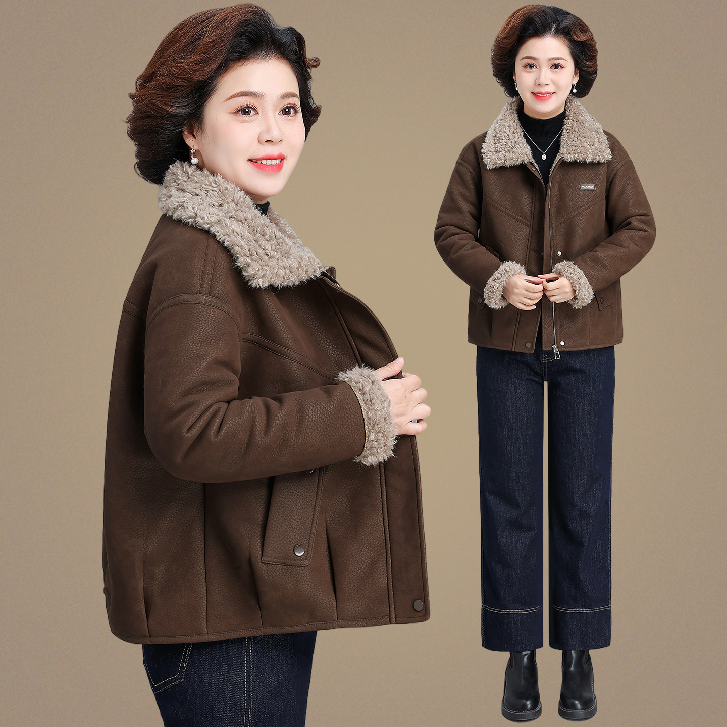 2025新款通勤风毛领皮衣外套女时尚宽松显瘦保暖短款棉服拉链外套,女装/女士精品,棉衣/棉服,淘宝优惠券,粉丝福利购,淘宝优惠卷