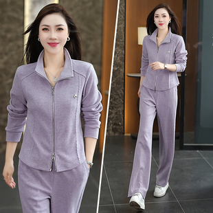 立领卫衣外套减龄阔腿裤 2026新款 女春秋款 休闲运动套装 两件套 时尚