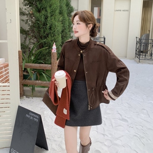 美拉德咖色短款羽绒服女冬季巨好看高级感内胆90白鸭绒麂皮绒外套