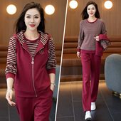 卫衣三件套显瘦时尚 连帽开衫 跑步服潮 女春秋2026新款 休闲运动套装