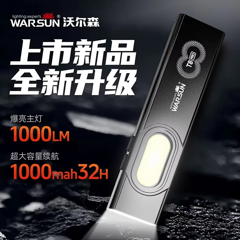 沃尔森T8pro强光充电超亮户手电筒