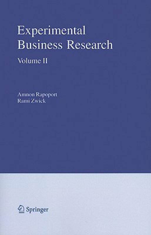 【预售】Experimental Business Research, Volume II: Economic