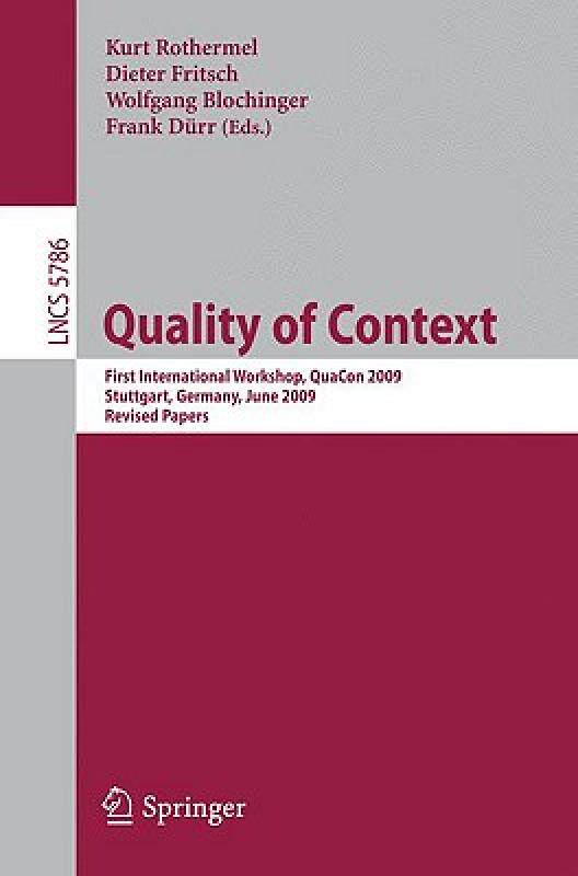 【预售】Quality of Context: First International Workshop