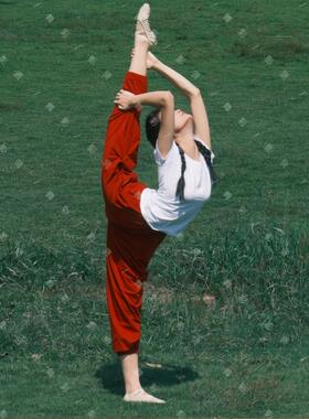 芳华同款男女现代酒红色阔腿裤舞蹈练功裤束腿宽松裤长款灯笼棉裤