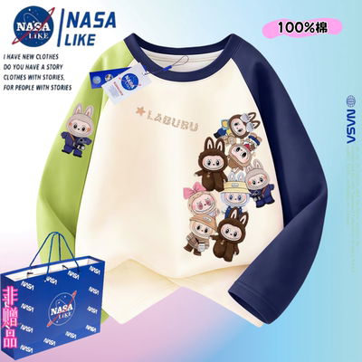 拉布布labubu长袖男女纯棉T恤