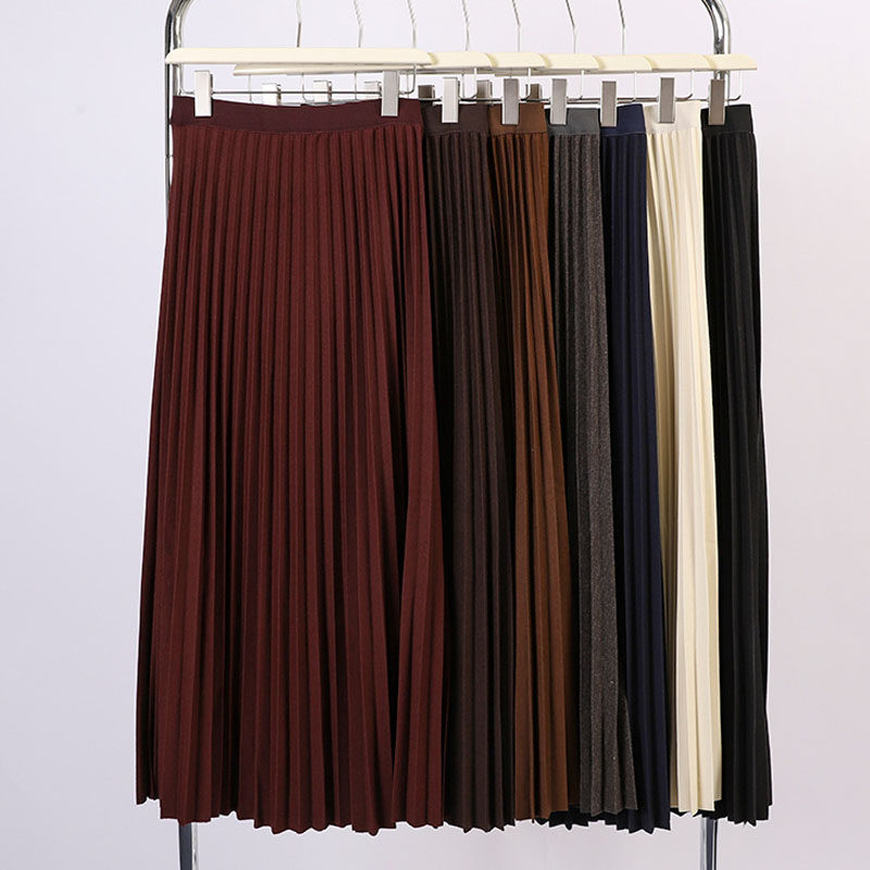 美拉德风琴褶毛呢百褶裙女2025秋冬新款a字大摆裙垂感显瘦半身裙