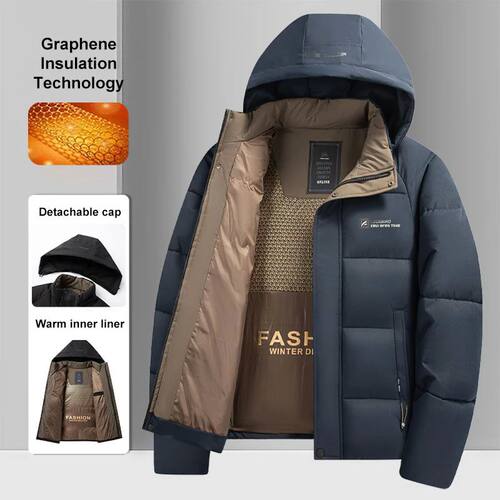 Graphene Warm Windproof Jacket Men 2024 Winter New Fashion C