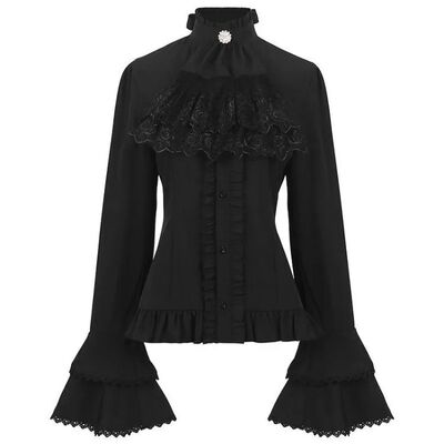 2026 New American Retro Pleated Shirts Women Spring Black Bo