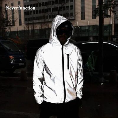 Plus Size 4XL Men Spring Autumn full reflective Windbreaker