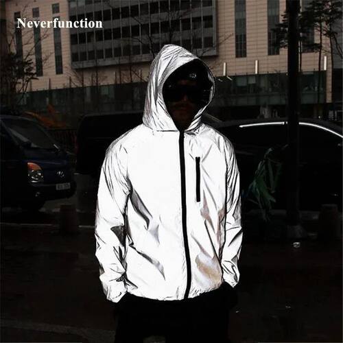 Plus Size 4XL Men Spring Autumn full reflective Windbreaker