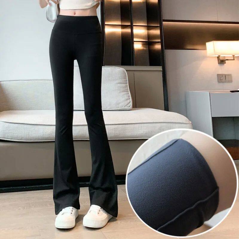 Autumn Winter High Waist Flared Shark Pants Women Adding Vel