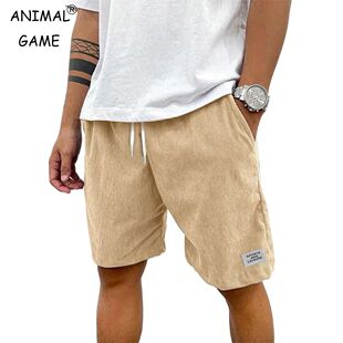 Summer Men Lightweight Corduroy Sweatpants Casual Shorts Men