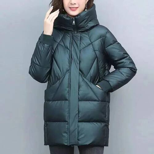 2023 Hooded Cotton Coat Women's Mid-Length Winter Jackets El