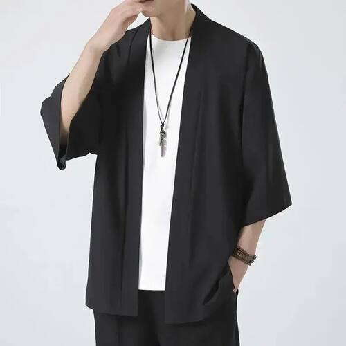 Men's Japanese Kimono Shirts Casual Open Stitch Lightweight