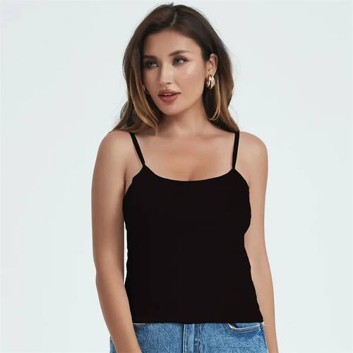 Women Cotton Basic Tank Top Solid Bottoming Shirt Tops Size