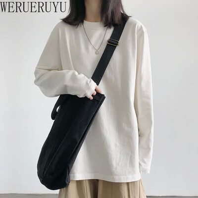 Long Sleeve Loose T Shirt White Top Womens Y2k Clothes Autum