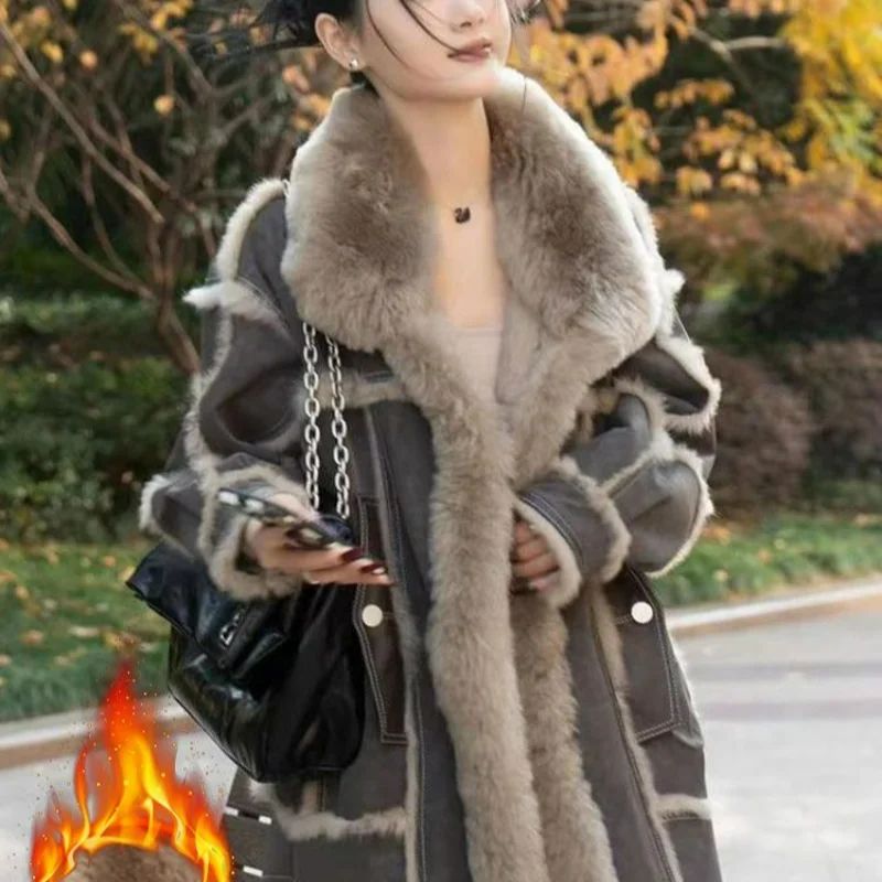 Add Fleece Thickened Fashion Fur One Short Coat for Women 20