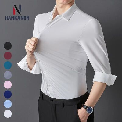 Premium Men's Ultra-Stretch Shirt - High-Quality Silky Busin