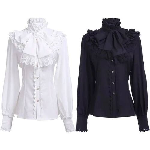 Women's Vintage Ruffle Collar Shirt 2026 Spring New Arrival