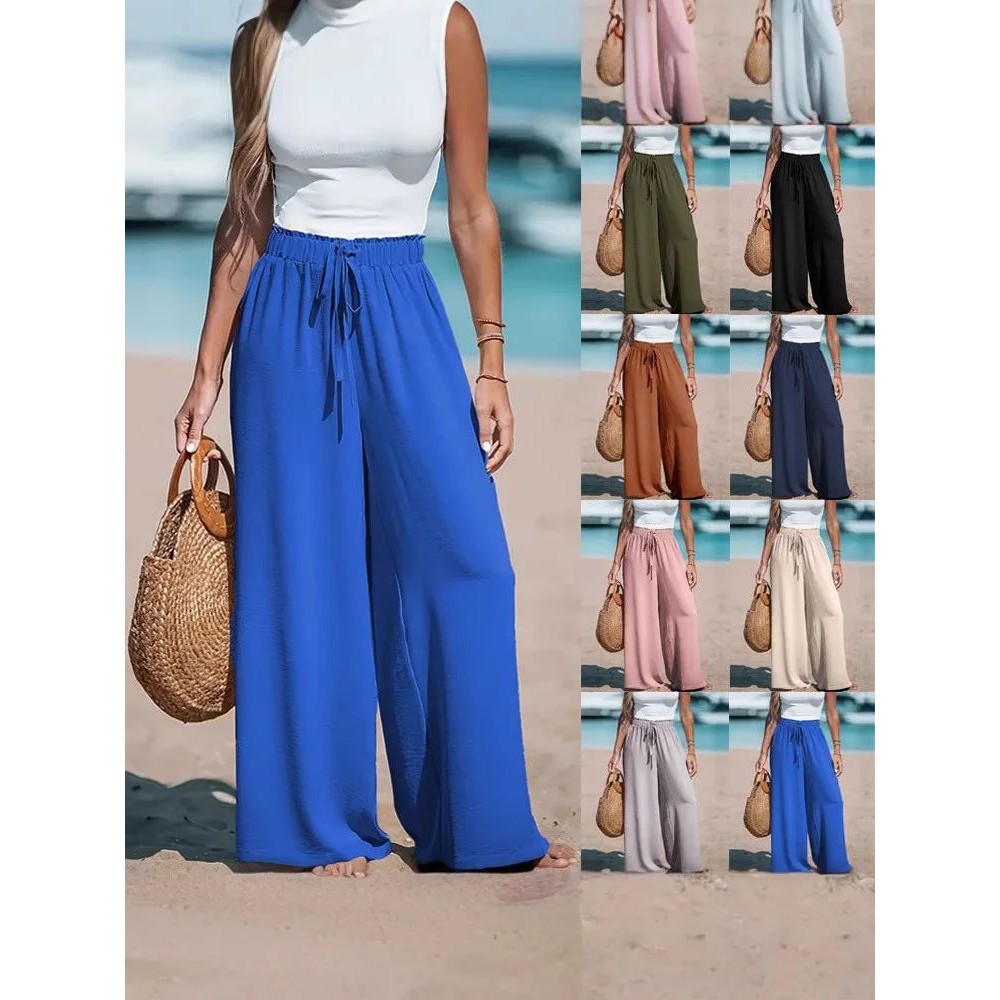 2025 Cross border Women's Four Seasons Wide Leg Loose Drawst
