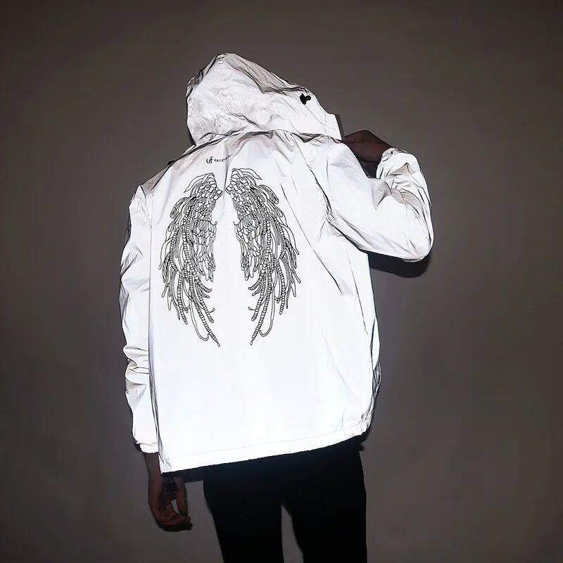New Men's Full Reflective Waterproof Jackets Casual Women Wi