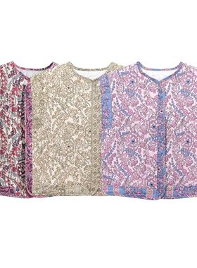 Zevity 2024 Women Vintage O Neck Patchwork Floral Print Quil