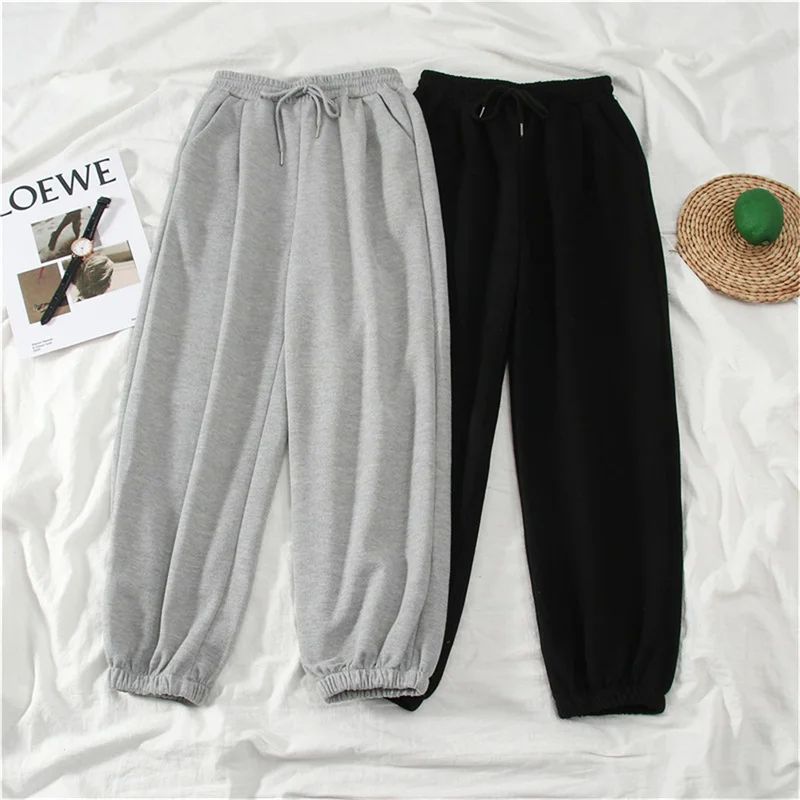 Gray women Sweatpants Autumn New Baggy Fashion Oversize Spor