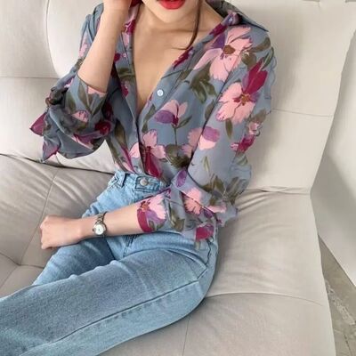 Elegant Light Luxury Chiffon Women's Blouse 2024 Spring Summ