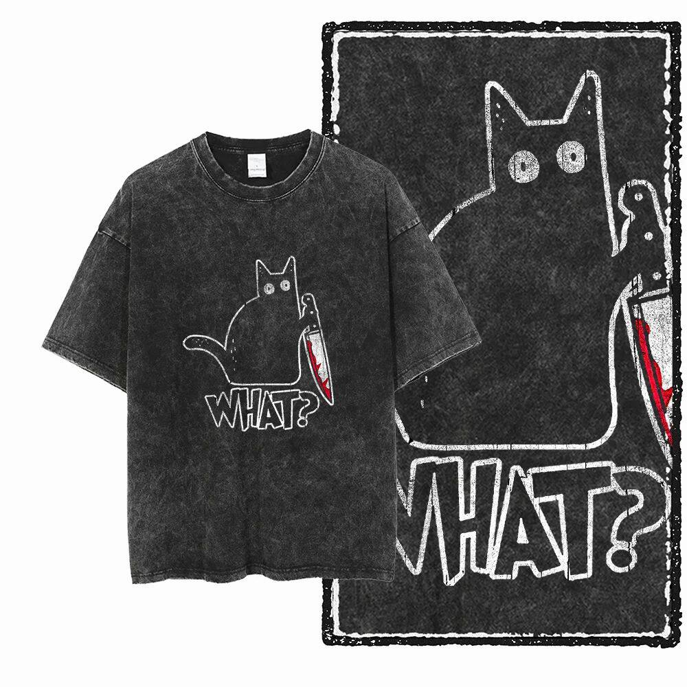 COOLMIND DB cat Printed Cotton Acid Washed Exclusive Graphic