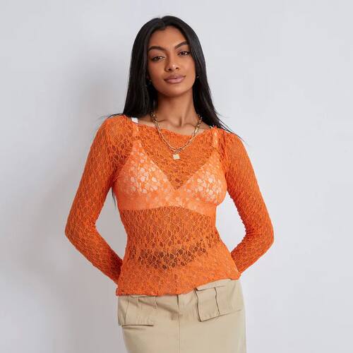Top Women Sheer Mesh T-shirts Autumn Clothes 2024 Cheap Vint